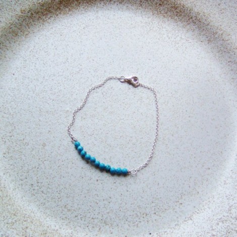 Silver chain bracelet, turquoise bar steling silver bracelet 2