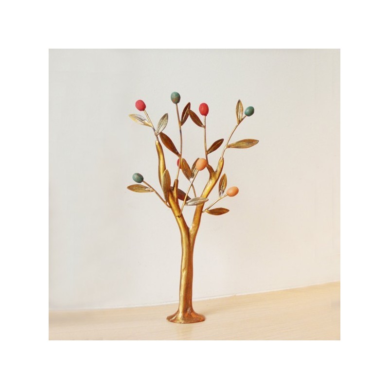 Olive tree sculpture with colourful...