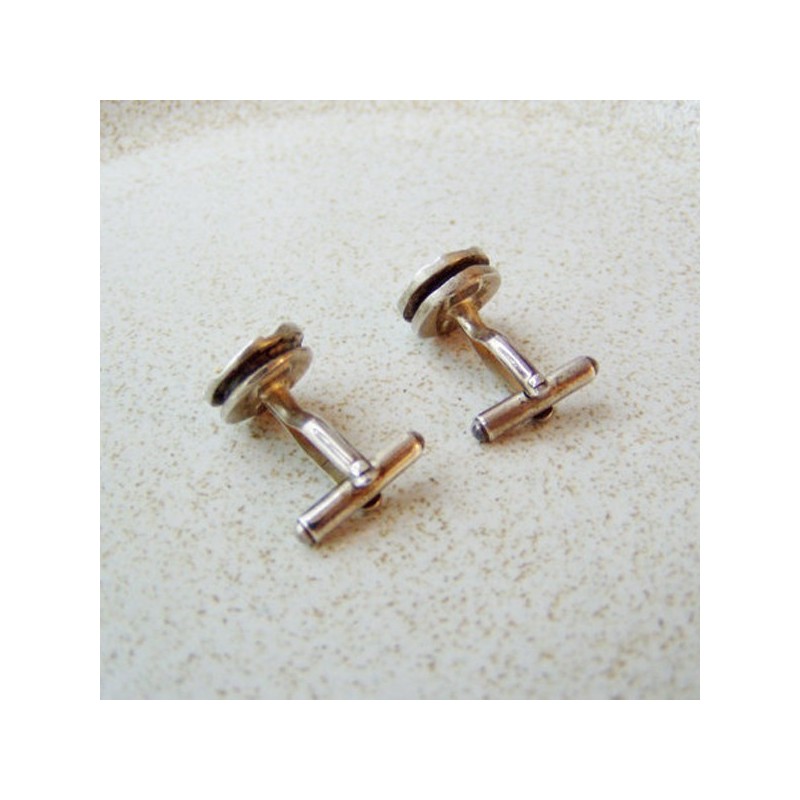 Textured sterling cufflinks, solid sterling disks designer cufflinks.