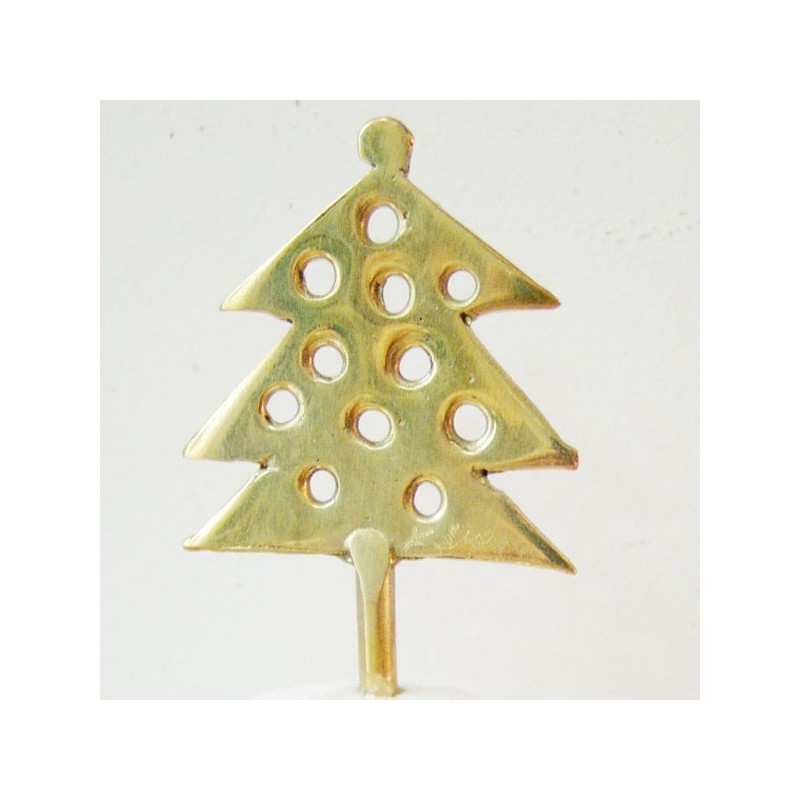 Christmas tree miniature sculpture, brass on marble, holiday decor.