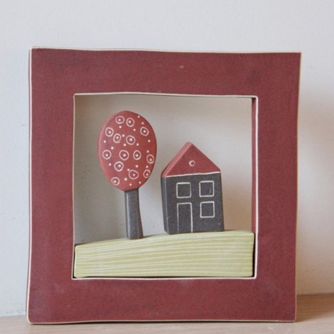 Ceramic Greek cottage with tree 2