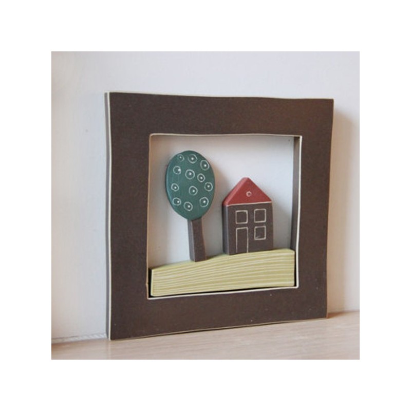 Ceramic Greek cottage with tree