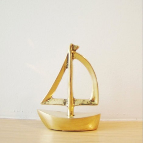 Solid brass Greek miniature sailboat 2