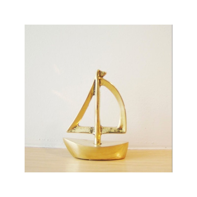 Solid brass Greek miniature sailboat