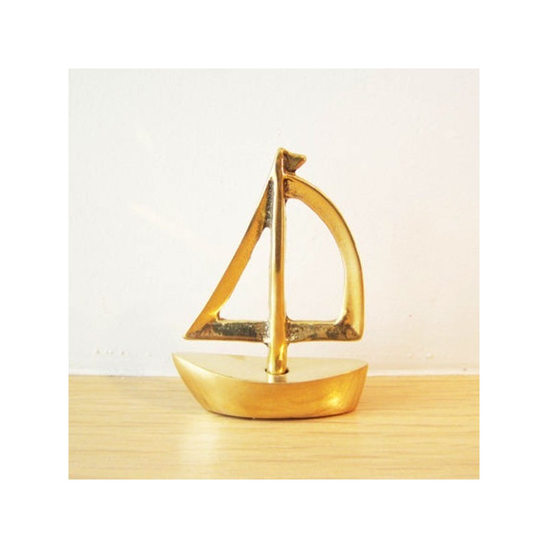 Solid brass Greek miniature sailboat