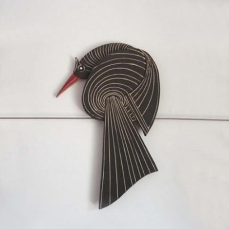 Wall ceramic bird sculpture