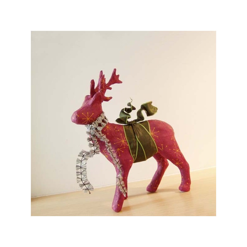 Burgundy, paper mache reindeer