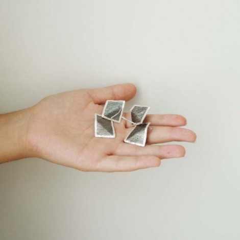 Oxidised squares silver earrings 2