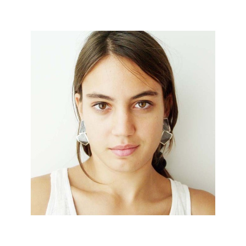 Oxidised squares silver earrings