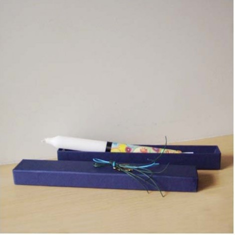 White Easter candle with cars decor 2