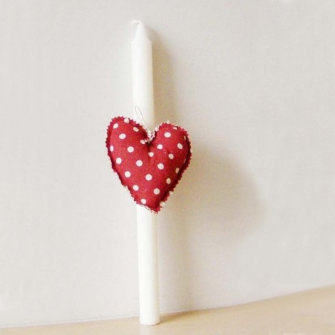Greek Easter candle with red heart 2