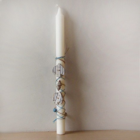 Greek Easter candle with fish and shells 2