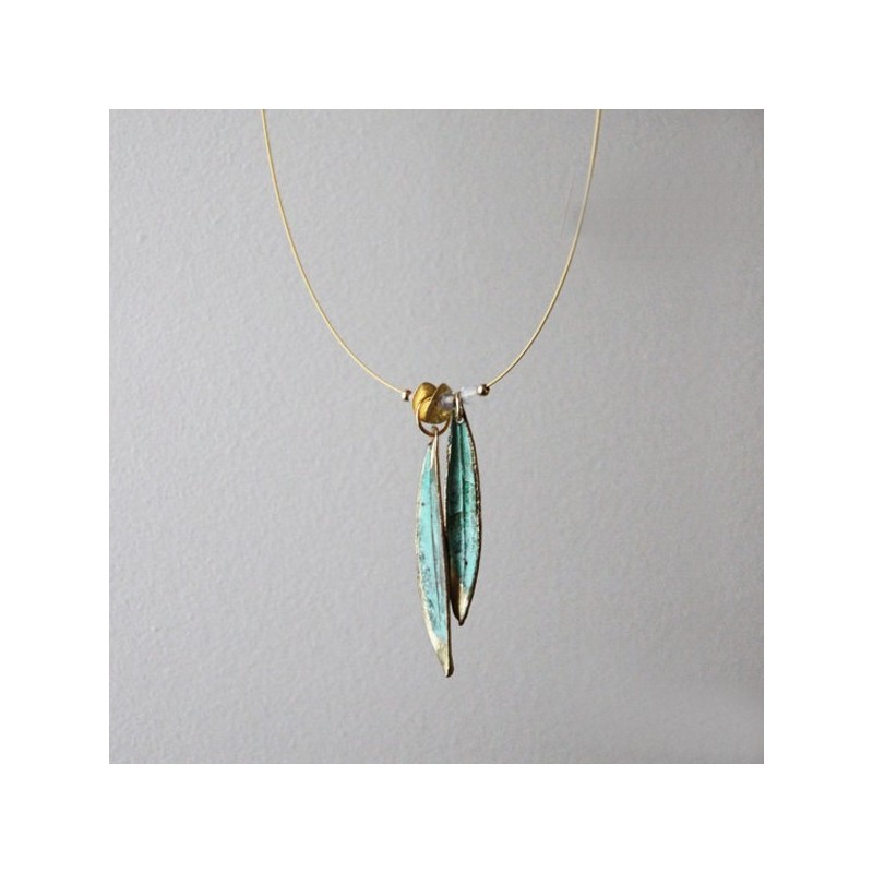 Olive leaves necklace, gold and...