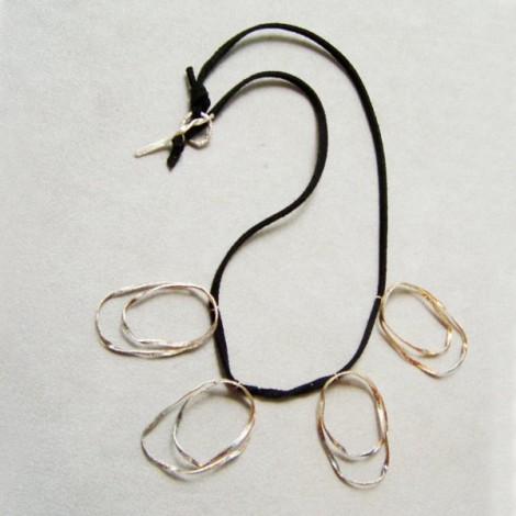 Oval cycles neckalce sterling organic avant garde 2