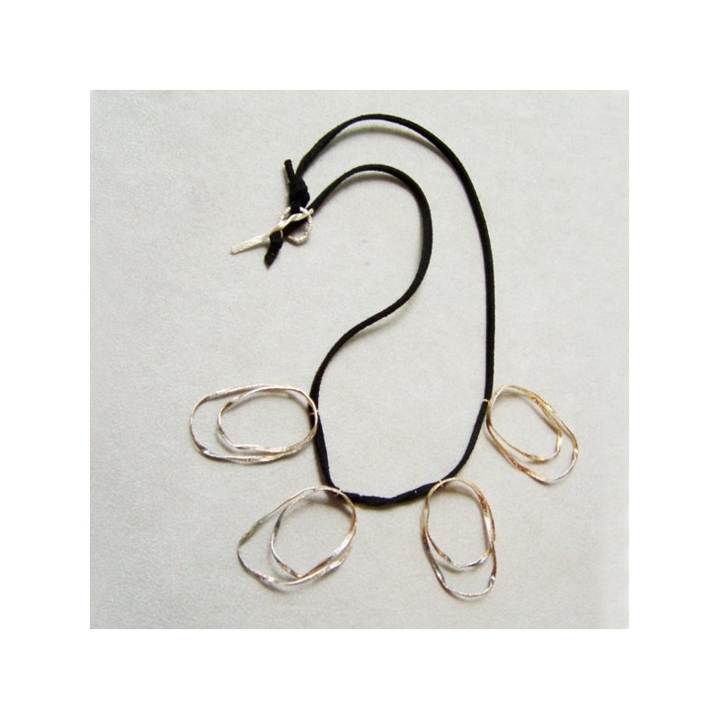 Oval cycles neckalce sterling organic avant garde
