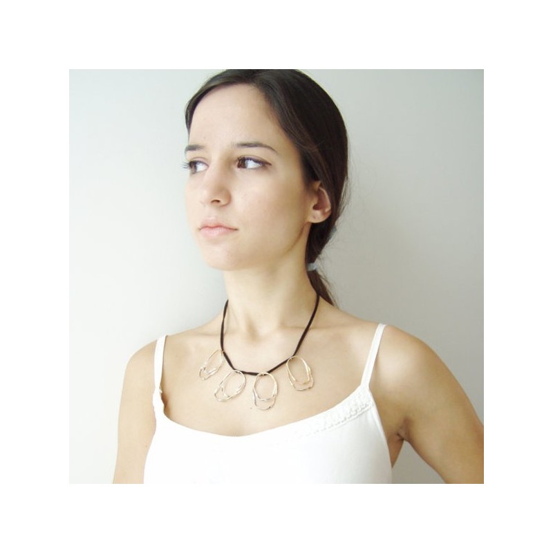 Oval cycles neckalce sterling organic avant garde