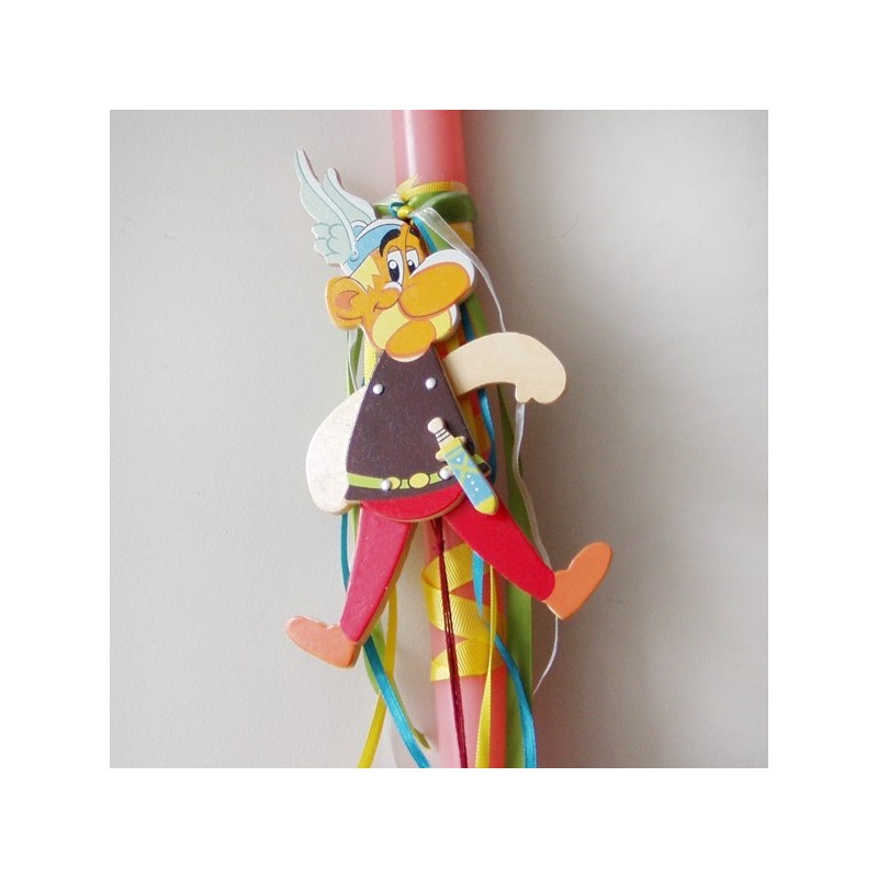 Greek Easter candle with  an Asterix puppet