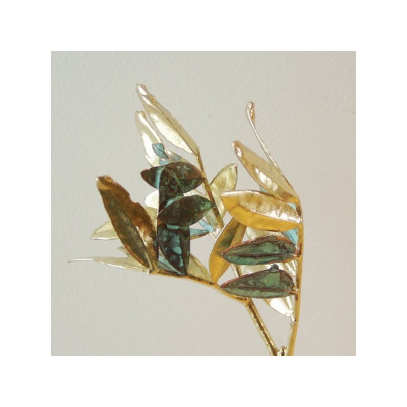 Schinus tree sculpture, real schinus twig electroplated with gold and copper