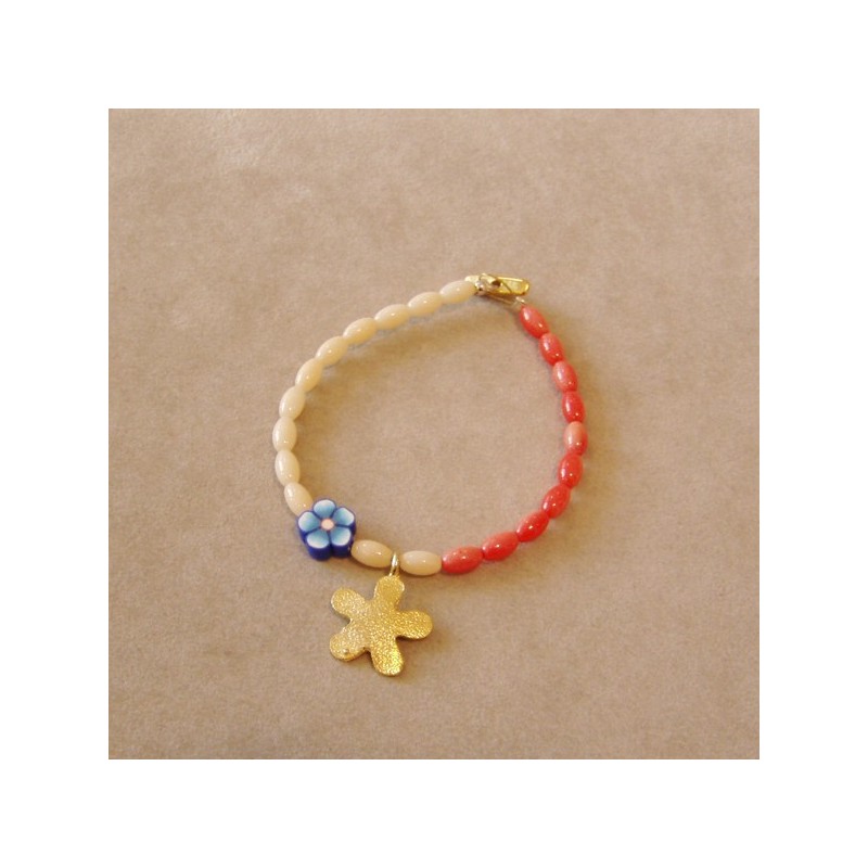 Colourful beaded bracelet with brass star