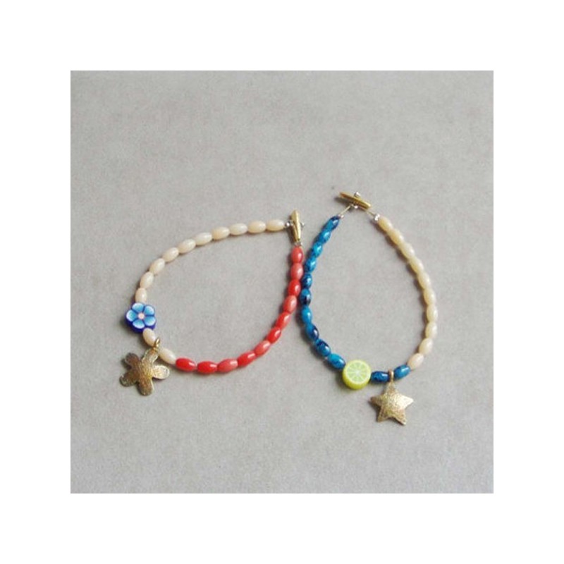 Colourful beaded bracelet with brass star