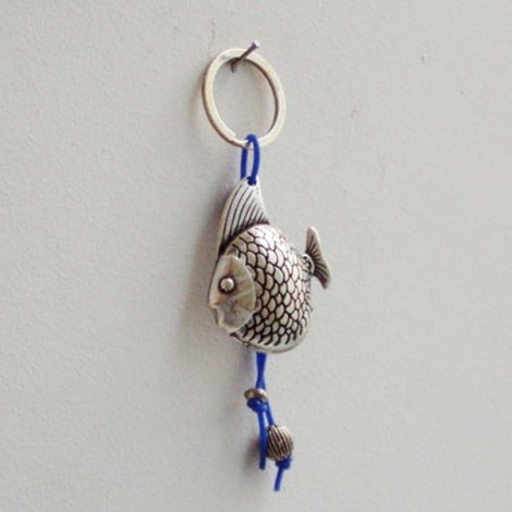 Fish metal keychain is a fish key ring on a royal blue 2