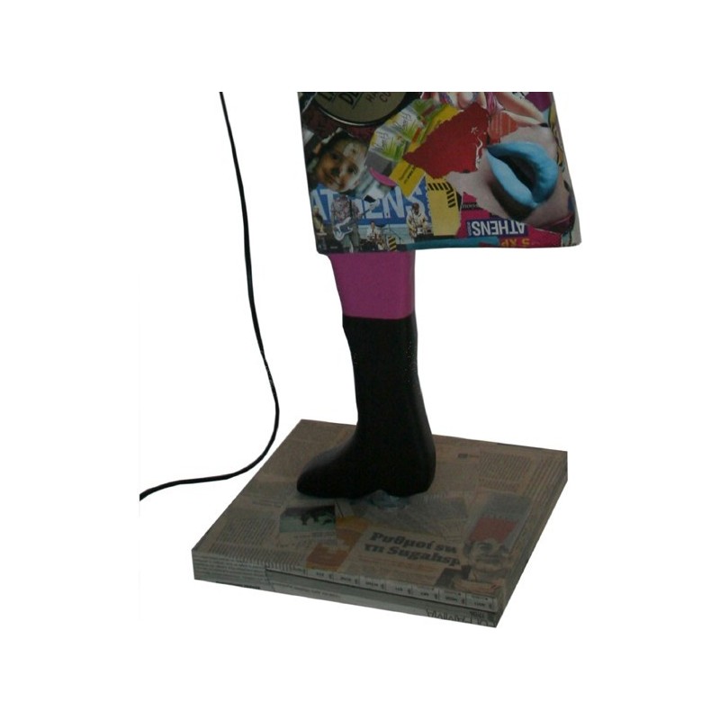 Wooden sculpture light, girl with umbrella floor lamp