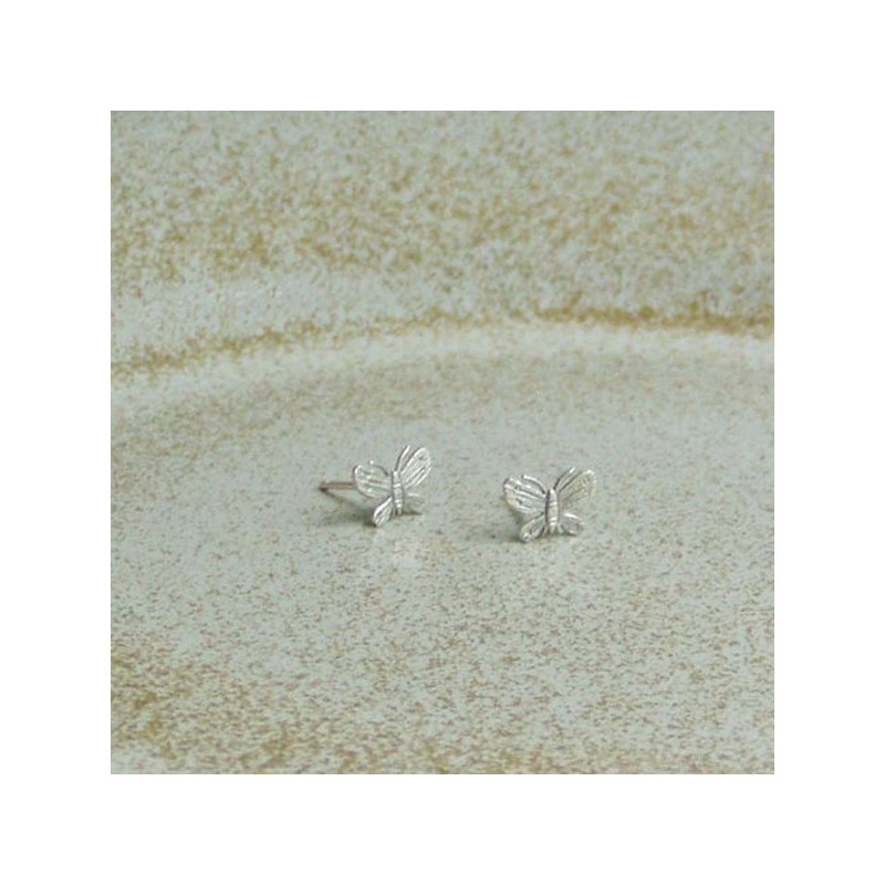Silver butterfly earrings, solid sterling studs of butterflies, Greek handmade jewellery