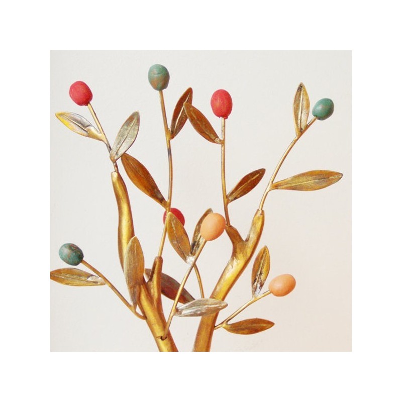 Golden Patina & Black Olives Handmade Brass Ornament Details about   Olive Tree 31cm  12.2'' 