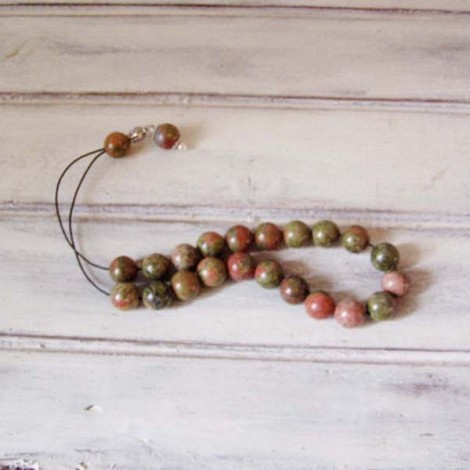 Unakite worry beads set, sterling silver and unakite round beads, Greek worry beads, komboloi.