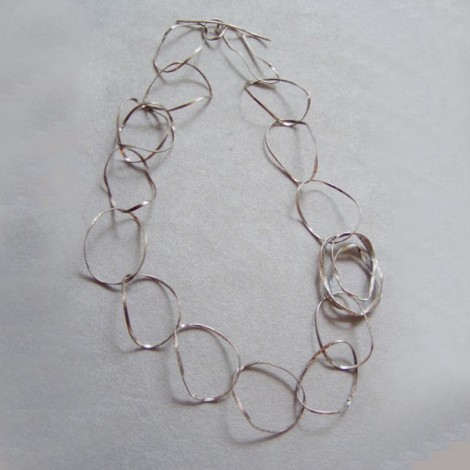 Avant garde necklace, irregular wavy circles, sterling handmade 2