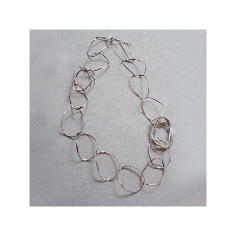 Avant garde necklace, irregular wavy circles, sterling handmade