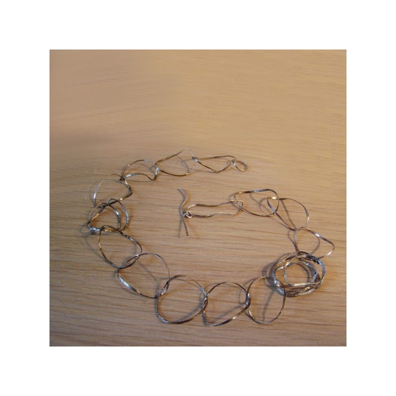 Avant garde necklace, irregular wavy circles, sterling handmade