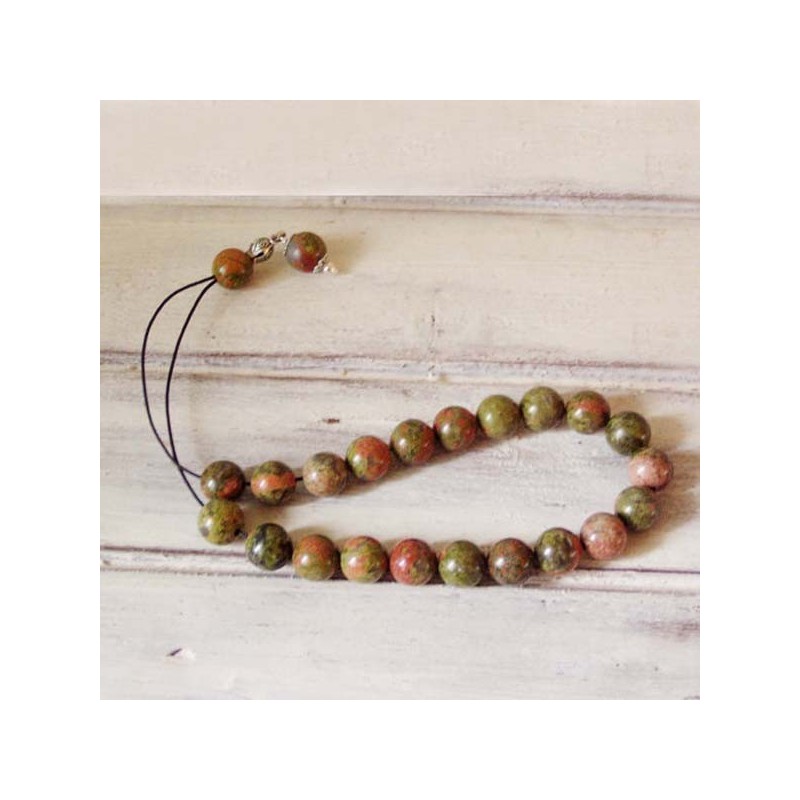 Unakite worry beads set, sterling silver and unakite round beads, Greek worry beads, komboloi.