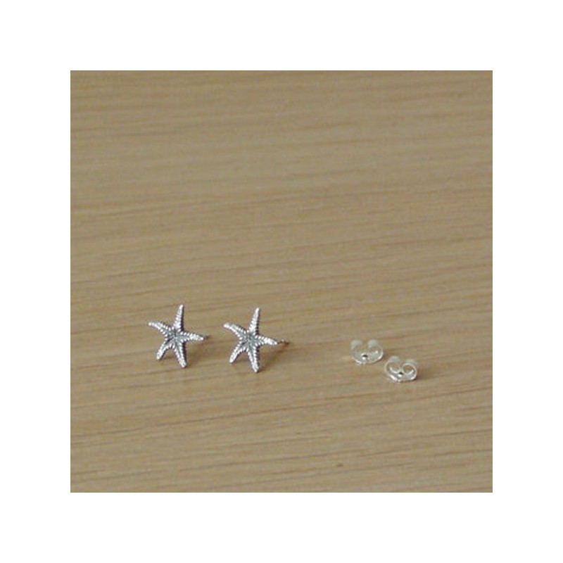 Silver starfish studs, solid, sterling silver, starfish earrings, small oxidised starfish studs, Greek handmade jewellery