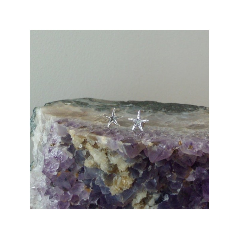 Silver starfish studs, solid, sterling silver, starfish earrings, small oxidised starfish studs, Greek handmade jewellery