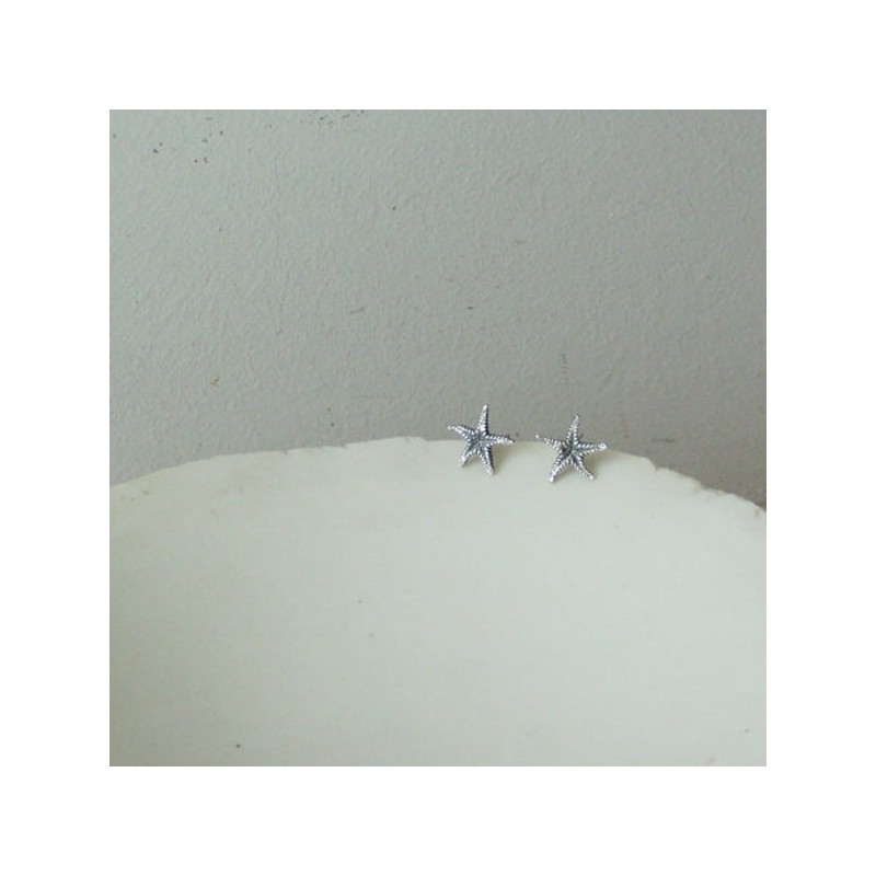 Silver starfish studs, solid, sterling silver, starfish earrings, small oxidised starfish studs, Greek handmade jewellery