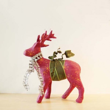 Burgundy, paper mache reindeer