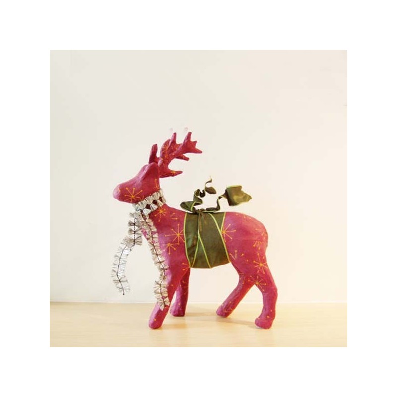 Burgundy, paper mache reindeer