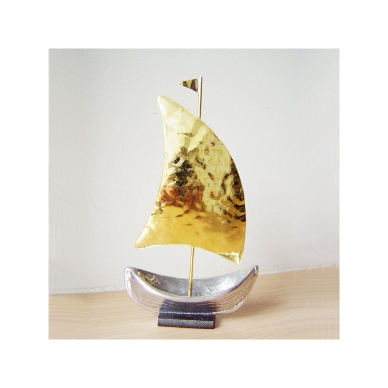Gold and silver sailboat sculpture,...