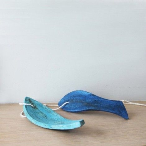 Turquoise ceramic fish,...