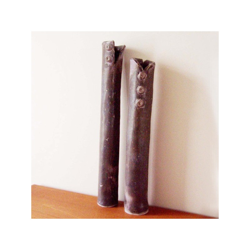 Long tubular vases, handbuilt stoneware vases in grey, set of two