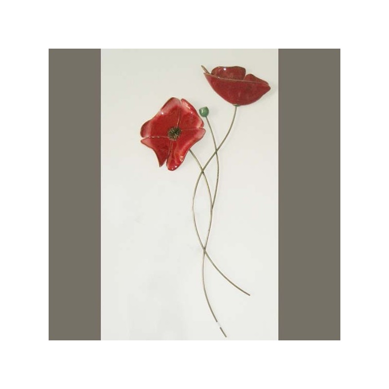 Ceramic wall sculpture poppies, with...