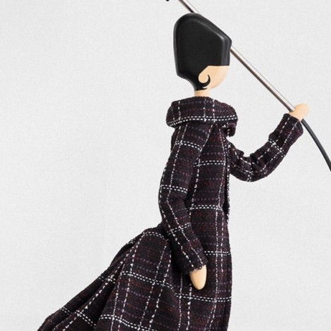 Wooden table lamp, girl with umbrella lamp. 2