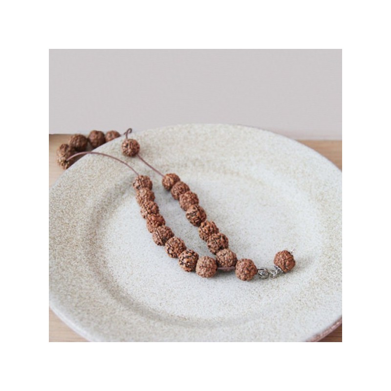 Rudraksha nuts worry beads, dried nuts beads set, Greek komboloi, prayer beads-mala, sterling silver and nuts beads set