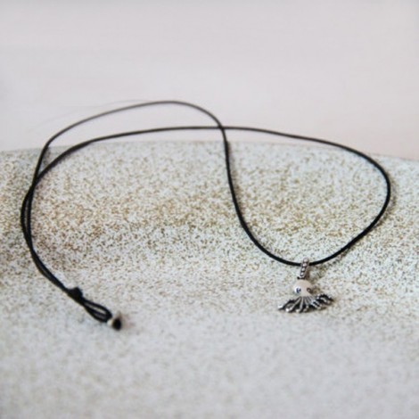 Silver octopus necklace, sterling silver octopus pendant on black cord, Greek octopus necklace, tiny, silver tentacle pendant 2