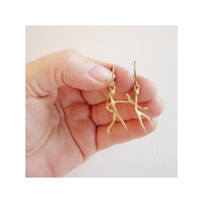 Dancing figures earrings, sterling gold plated dancers' drop earrings, gold dancers duo, avant garde, Greek handmade