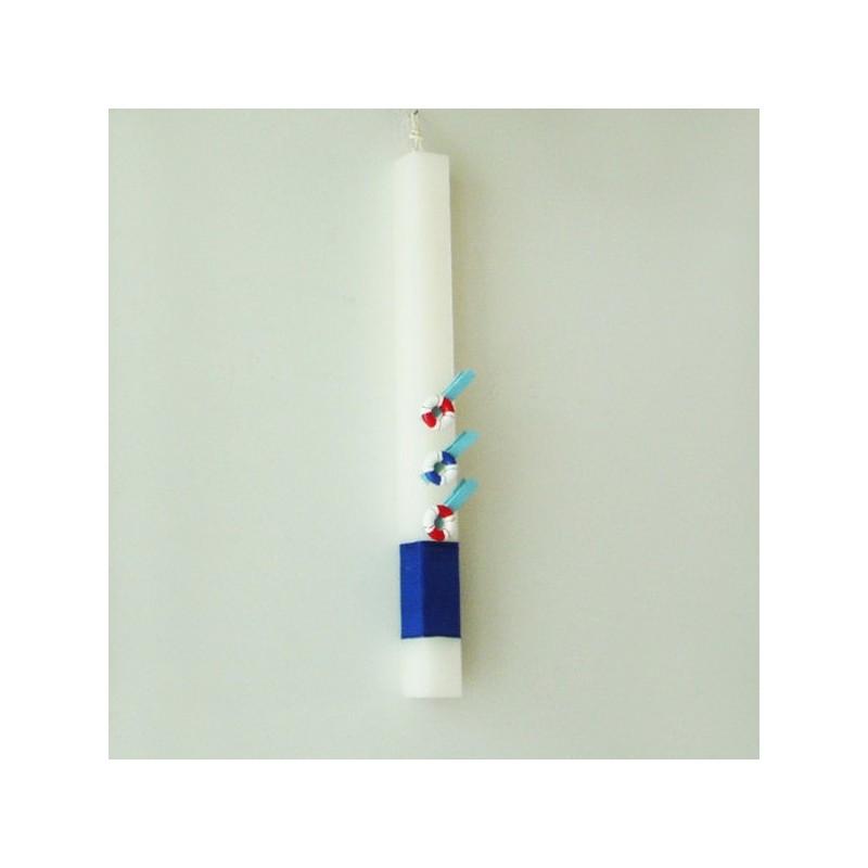 Life belt Easter candle, Greek Easter candle with life belt miniatures on mini clothespins, unisex Easter candle