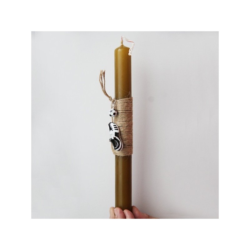 Football Easter candle, PAOK team candle, boys and teens Greek Easter candle with PAOK colours football and shoe