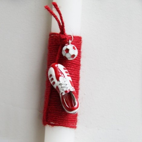 Football Easter candle, Olympiakos candle, boys Greek Easter candle with Olympiacos colors football and shoe 2