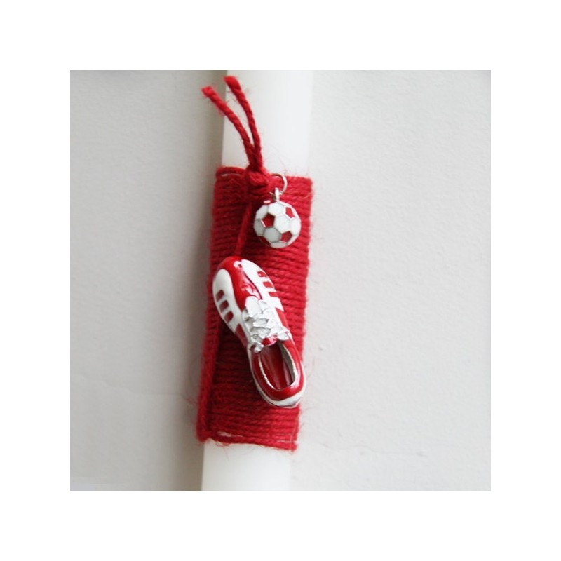 Football Easter candle, Olympiakos candle, boys Greek Easter candle with Olympiacos colors football and shoe